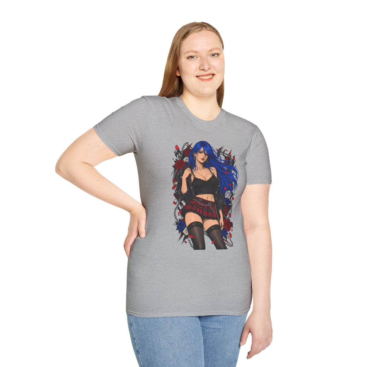 Blue Haired Rock Chick | Japanese Anime Style Pin-up Girl