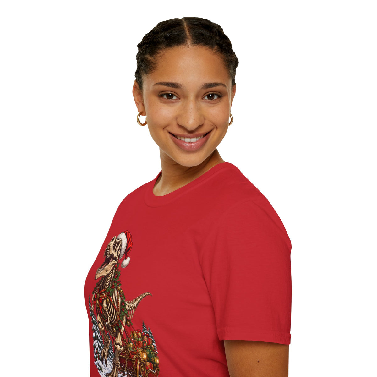 T-Rex Sleigh | Dinosaur Fossil Christmas T‑Shirt