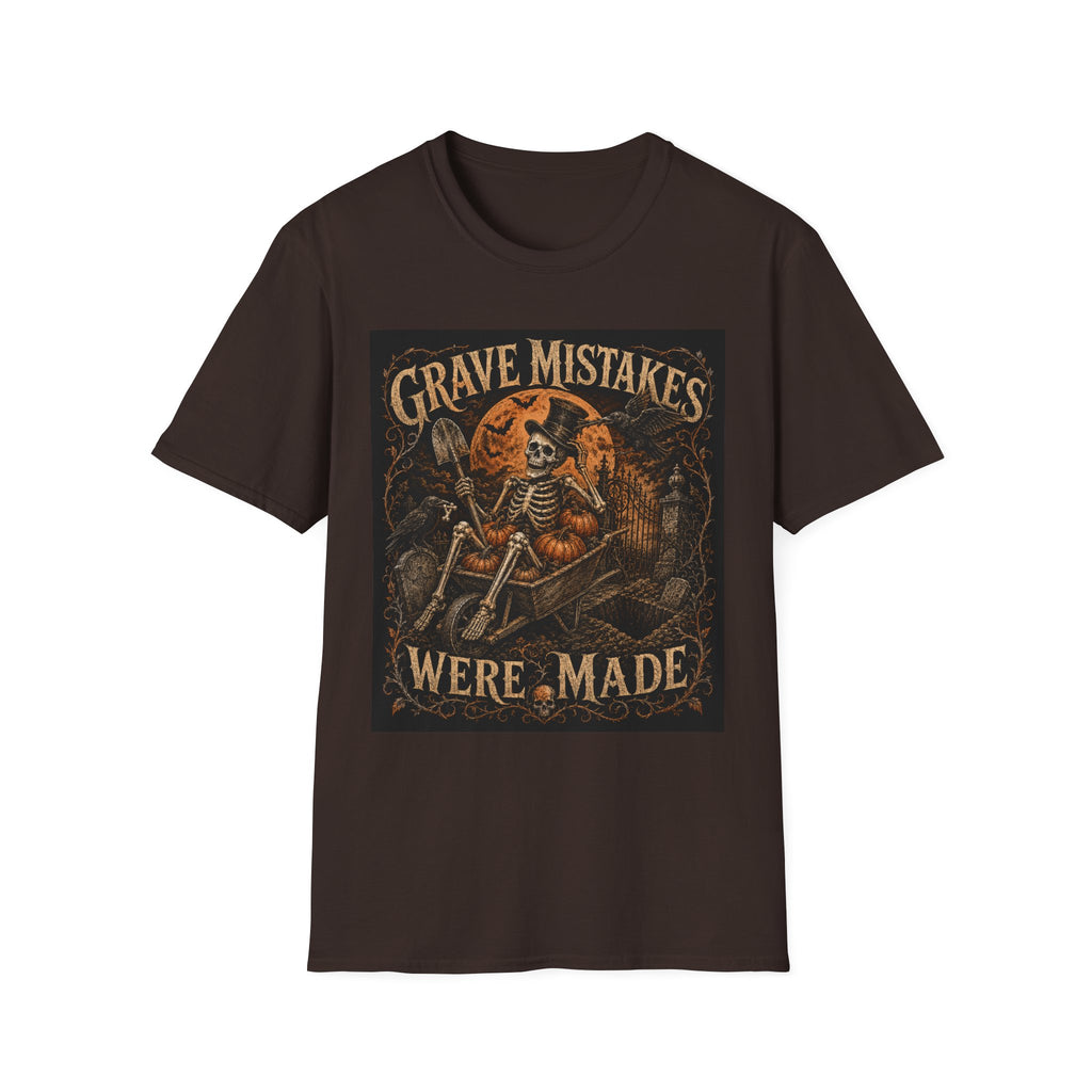 Grave Mistakes Skeleton Tee — Vintage Halloween Skull T‑Shirt