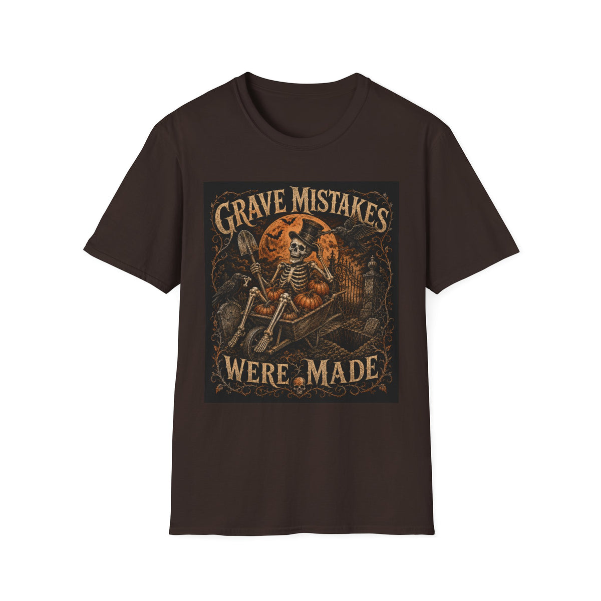 Grave Mistakes Skeleton Tee — Vintage Halloween Skull T‑Shirt
