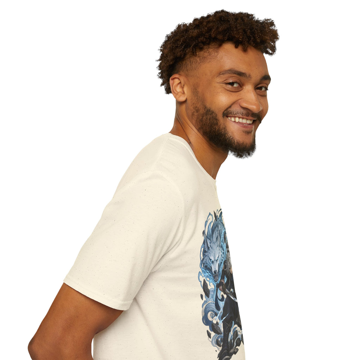 Wolf Spirit T-Shirt | Japanese Samurai | Yin Yang Blue & White Wolves Graphic Tee