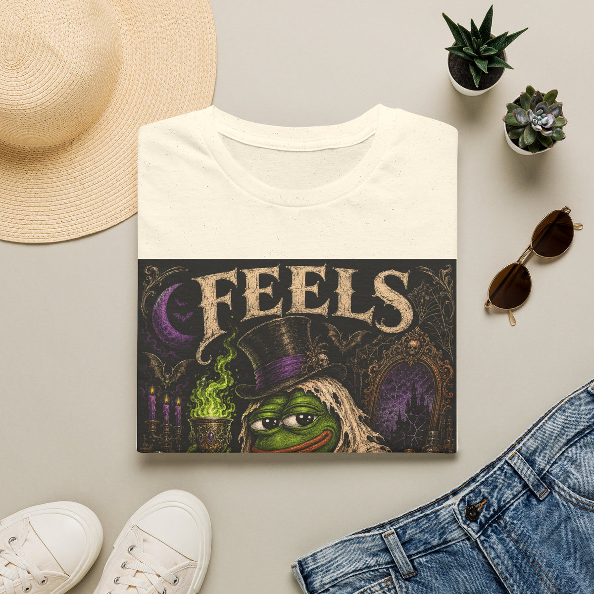 Feels Ghoul Halloween T‑Shirt — Spooky Witch Pepe Graphic