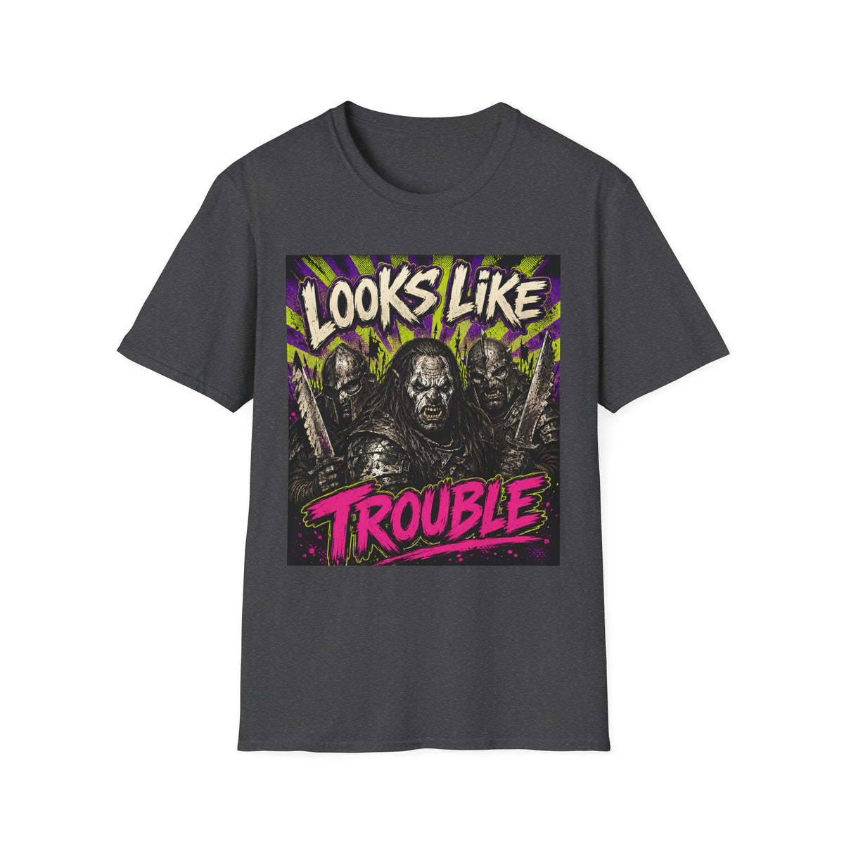 Looks Like Trouble Graphic T-Shirt — Retro Fantasy Orc Design
