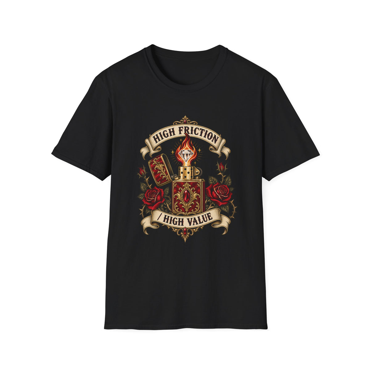 High Friction High Value | Vintage Tattoo Dice & Roses Graphic Tee