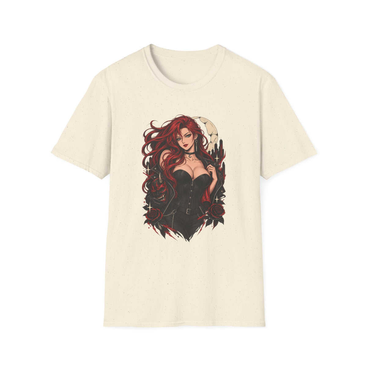 Crimson Dusk | Sexy Gothic Hannya Mask Pin up Woman T-Shirt