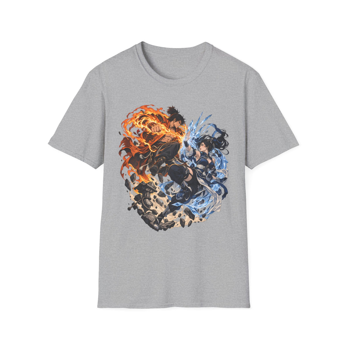 Elemental Battle | Fire vs Ice | Ninja Japanese Fantasy T-Shirt