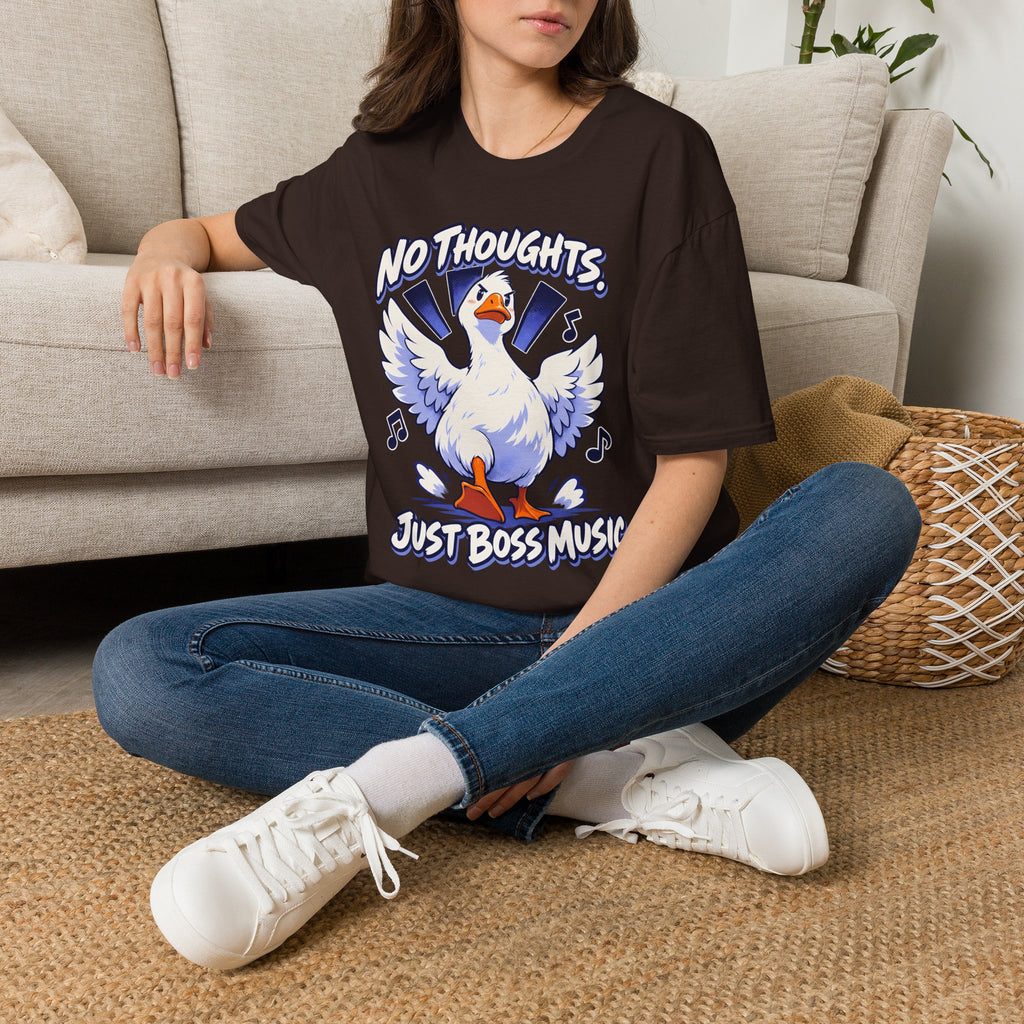 Cute Goose | No Thoughts, Just Boss Music T Shirt