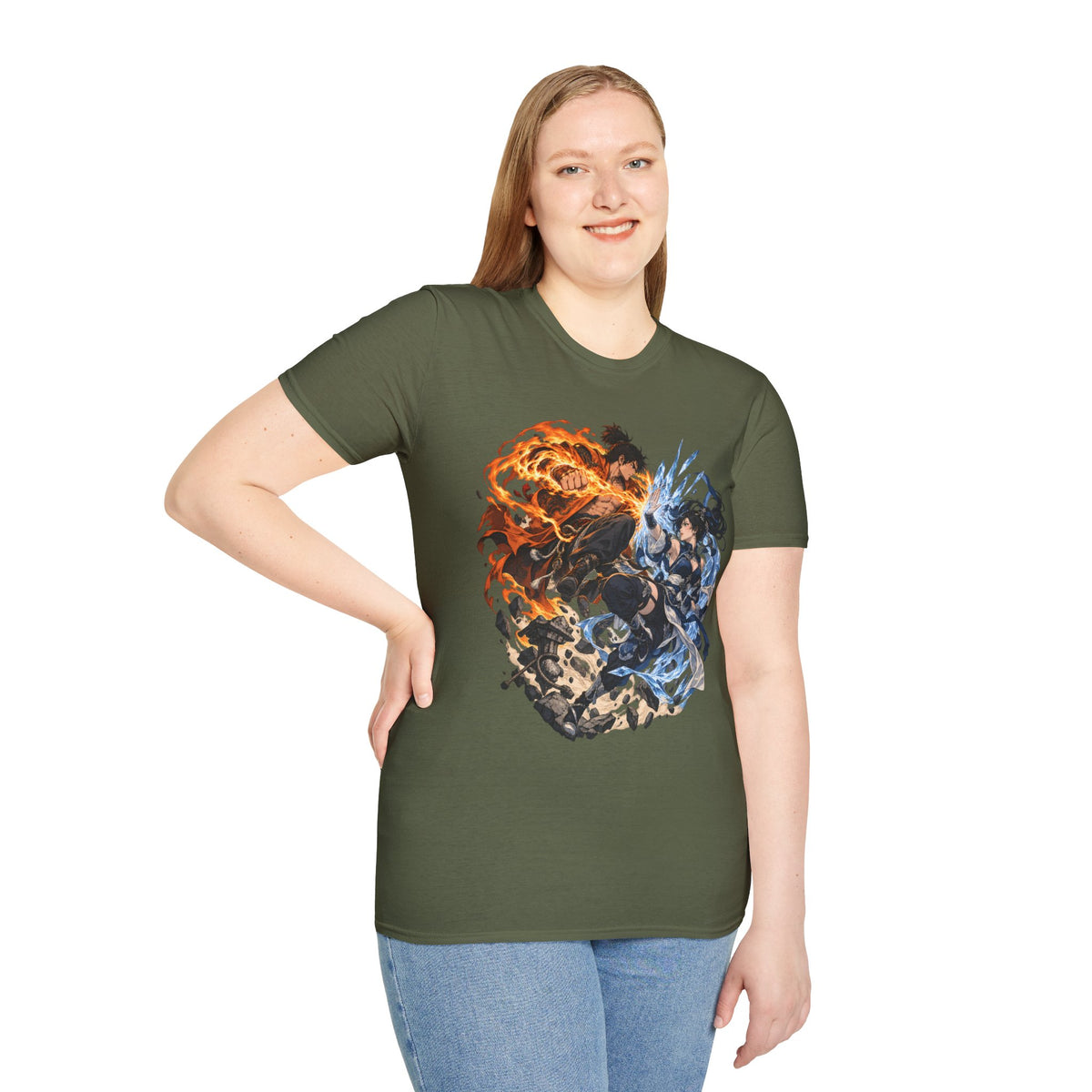 Elemental Battle | Fire vs Ice | Ninja Japanese Fantasy T-Shirt