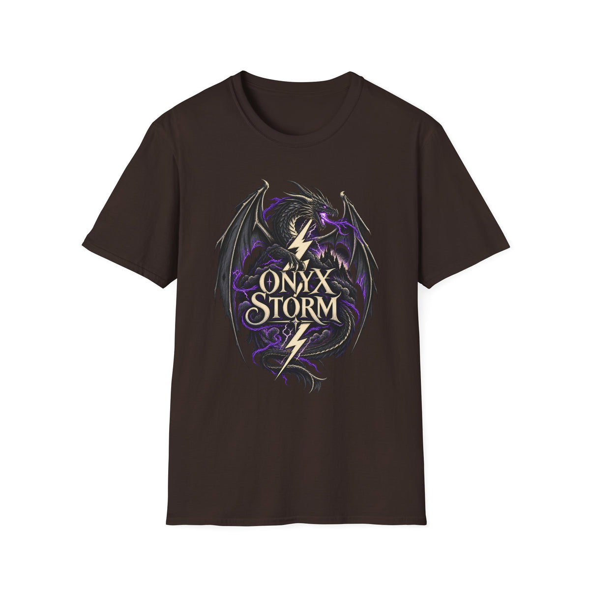 Onyx Storm Dragon T-Shirt | Book Inspired Gothic Lightning Fantasy Tee