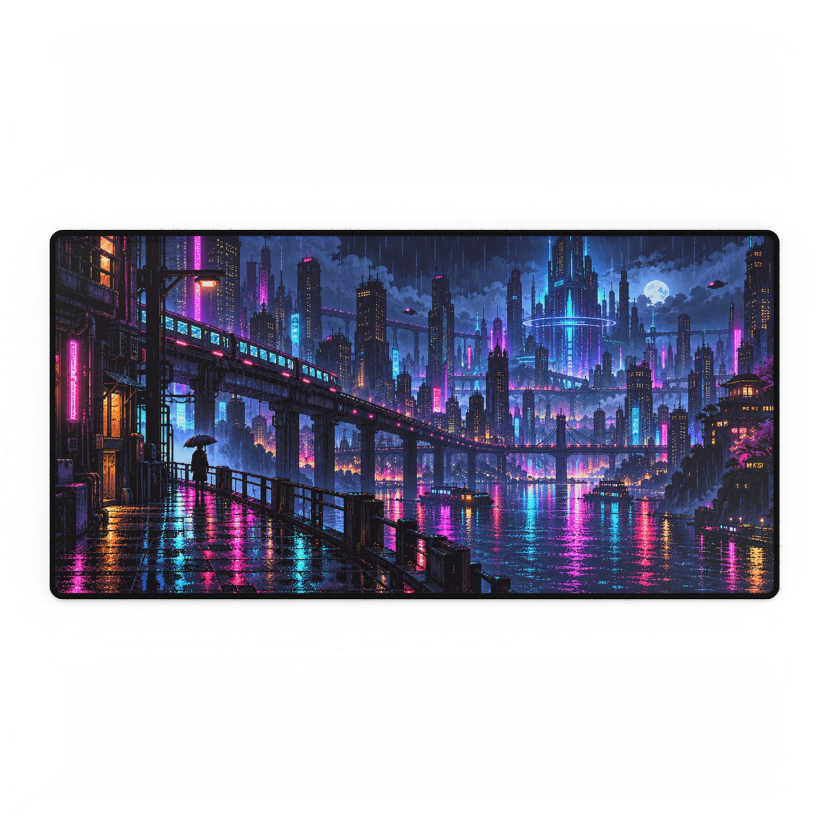 Cyberpunk Cityscape | Neon Futuristic Gaming Mouse Pad