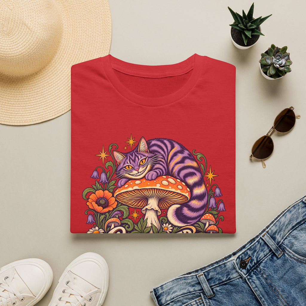 Cheshire Cat | Curiouser & Curiouser | Whimsical Mushroom Design Graphic Shirt