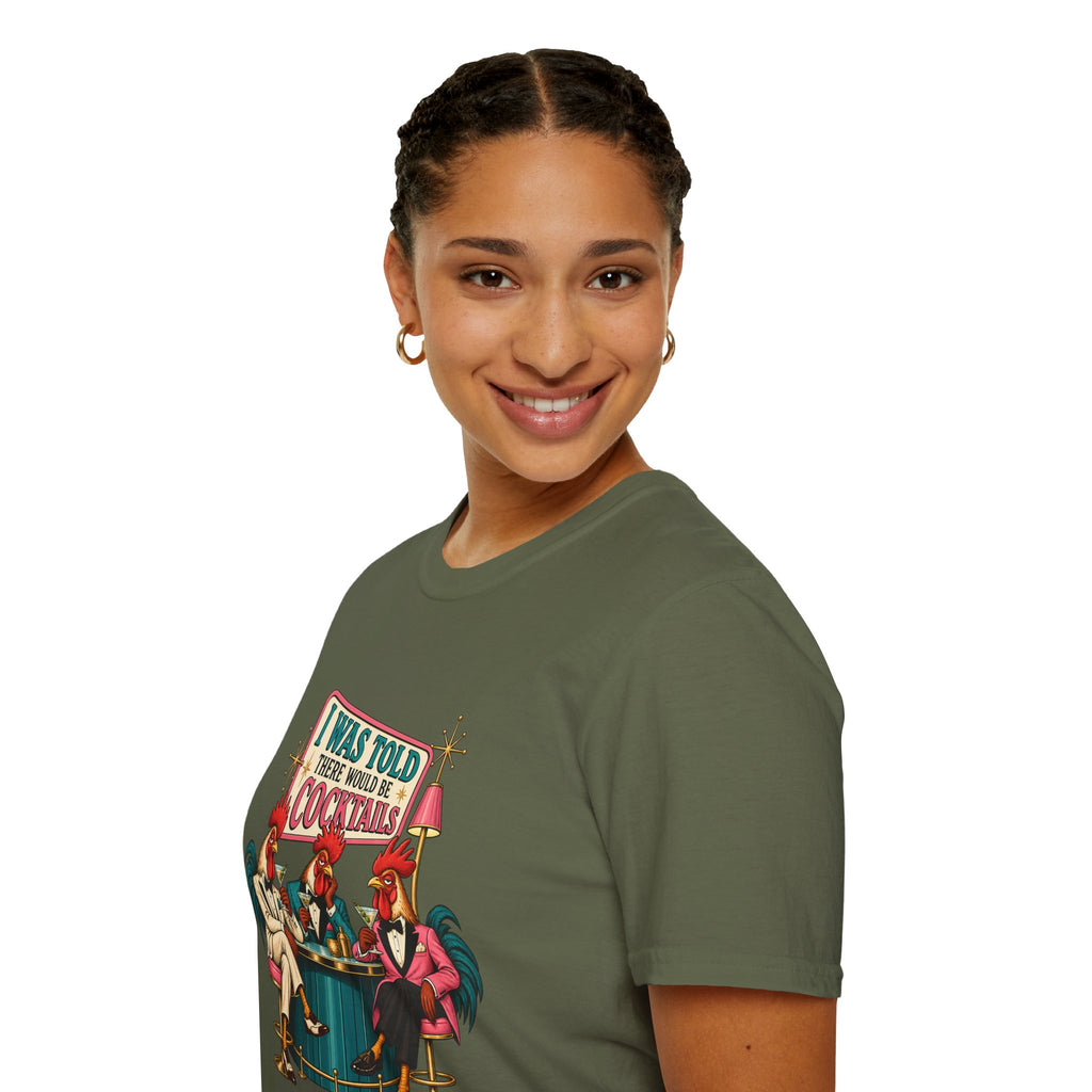 I Was Told There Would Be Cocktails T-Shirt | Retro Flamingo Bar Cocktail Tee