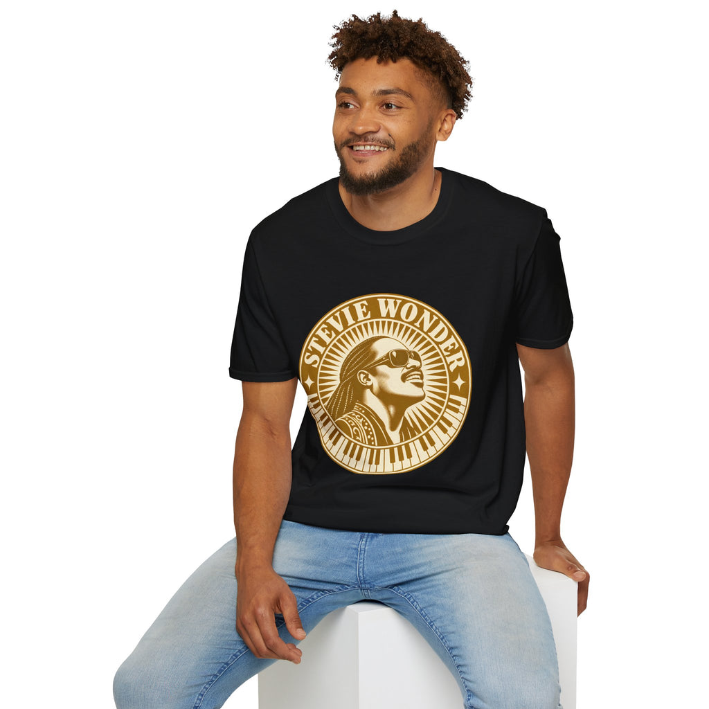 Stevie Wonder Graphic T-Shirt - Vintage Gold Portrait Tee