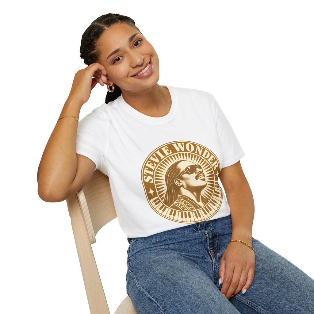 Stevie Wonder Graphic T-Shirt - Vintage Gold Portrait Tee