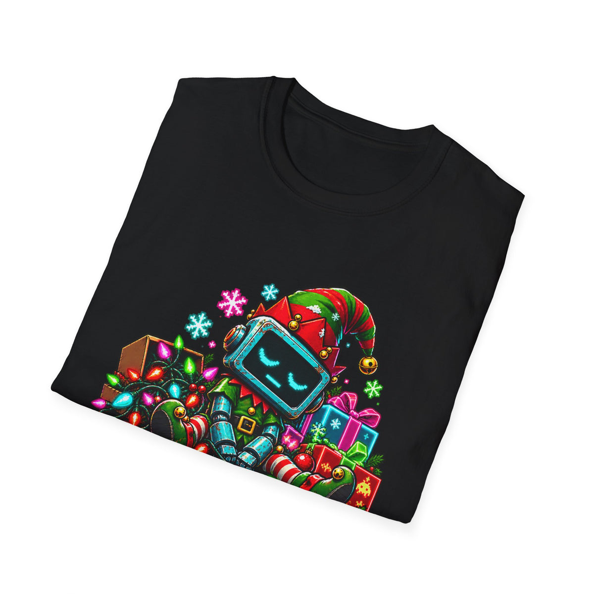 Festive Mode Buffering Funny Robot Christmas Gamer T-Shirt Design
