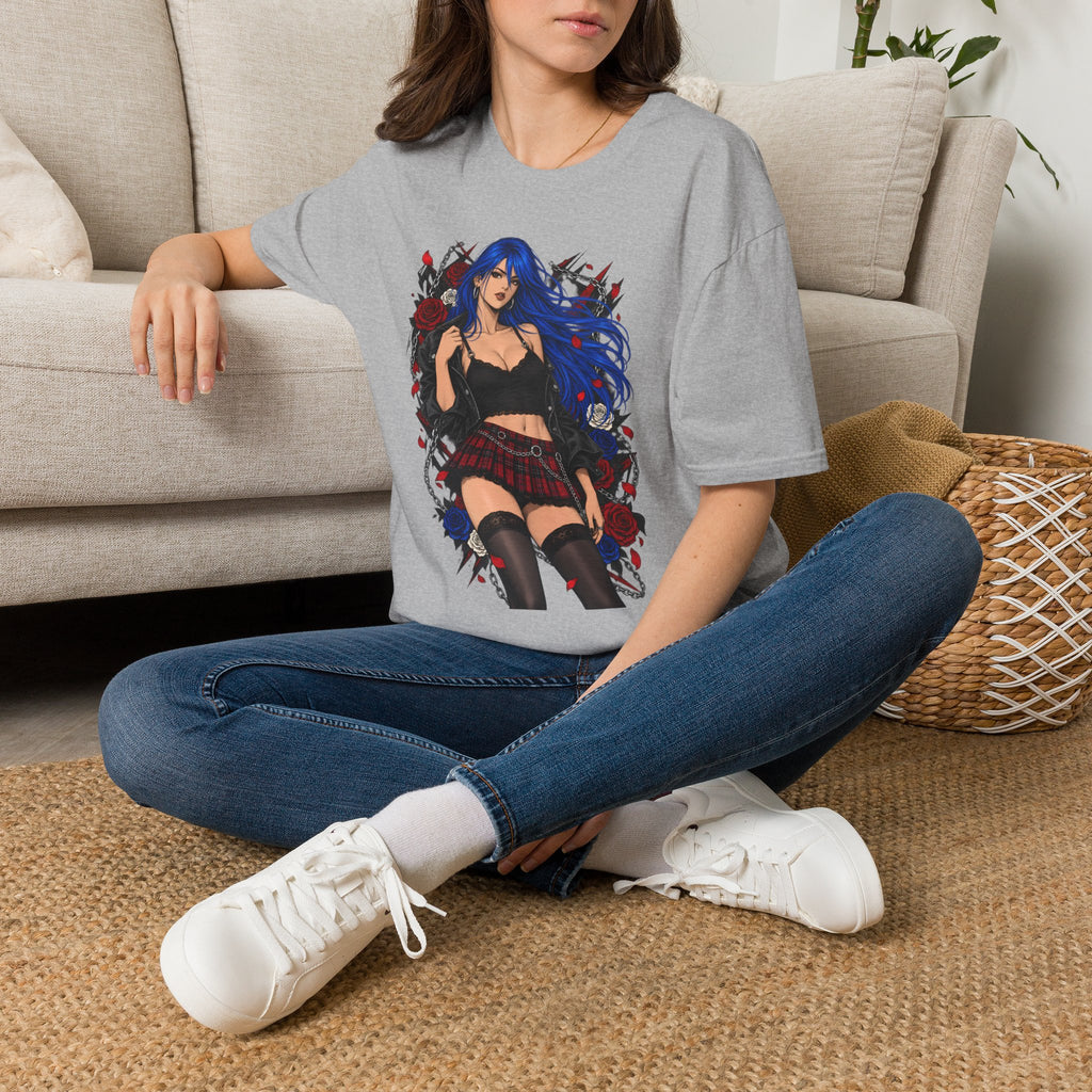 Blue Haired Rock Chick | Japanese Anime Style Pin-up Girl