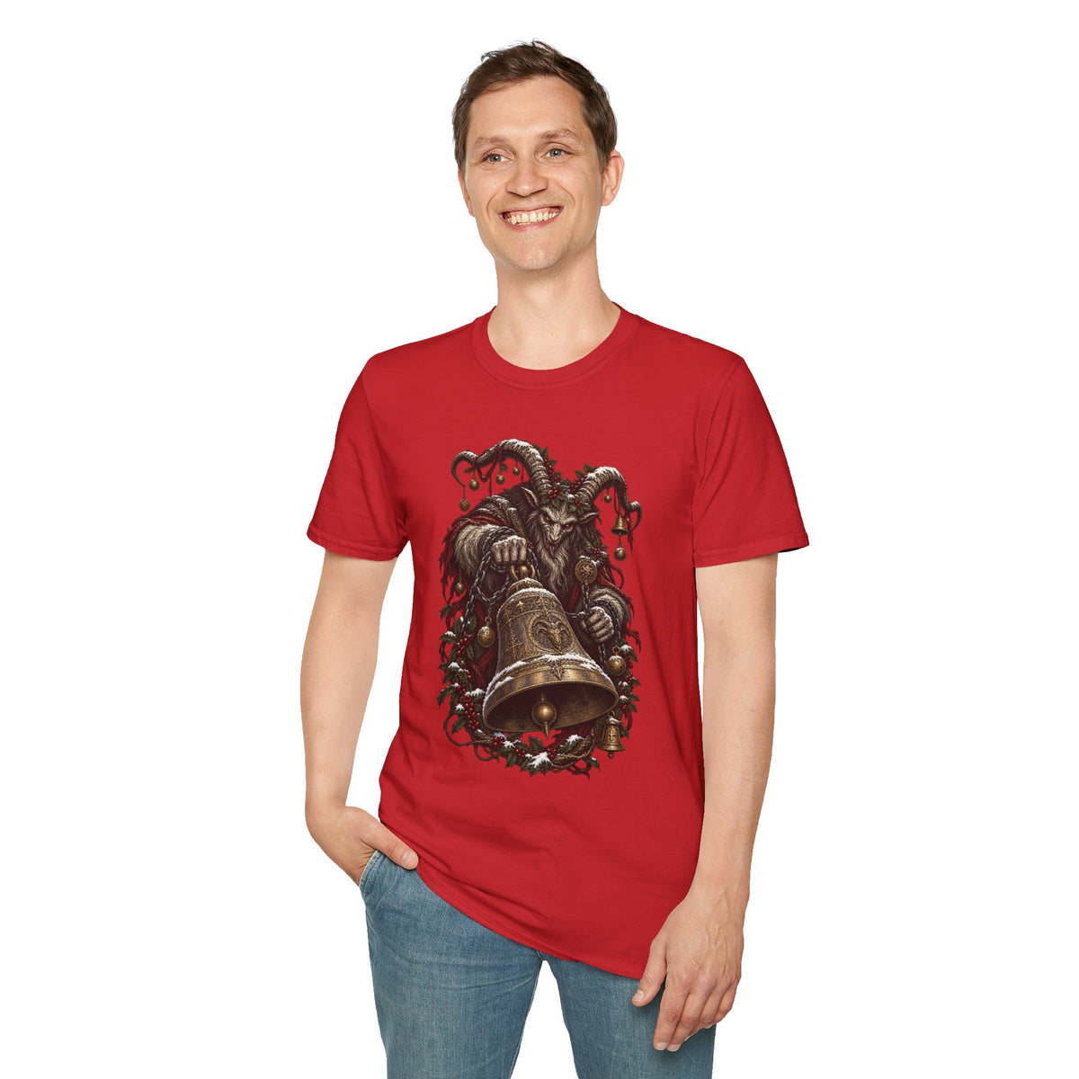 Krampus with Bell | Dark Christmas Demon T-Shirt
