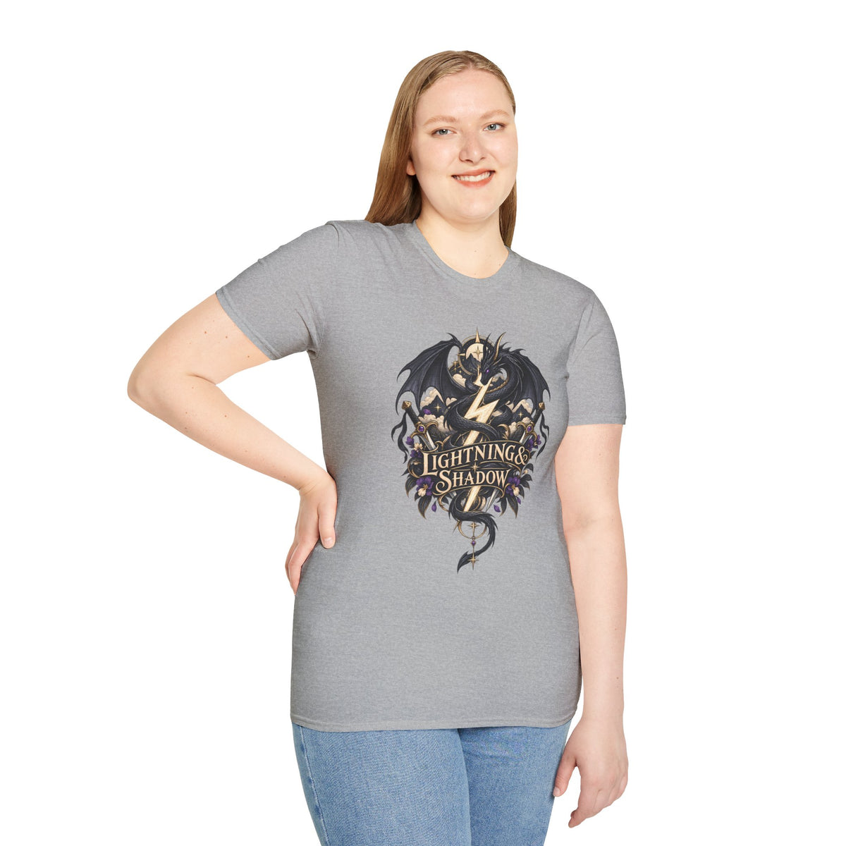 Lightning & Shadow | Onyx Storm Book Inspired Fantasy Dragon T-Shirt