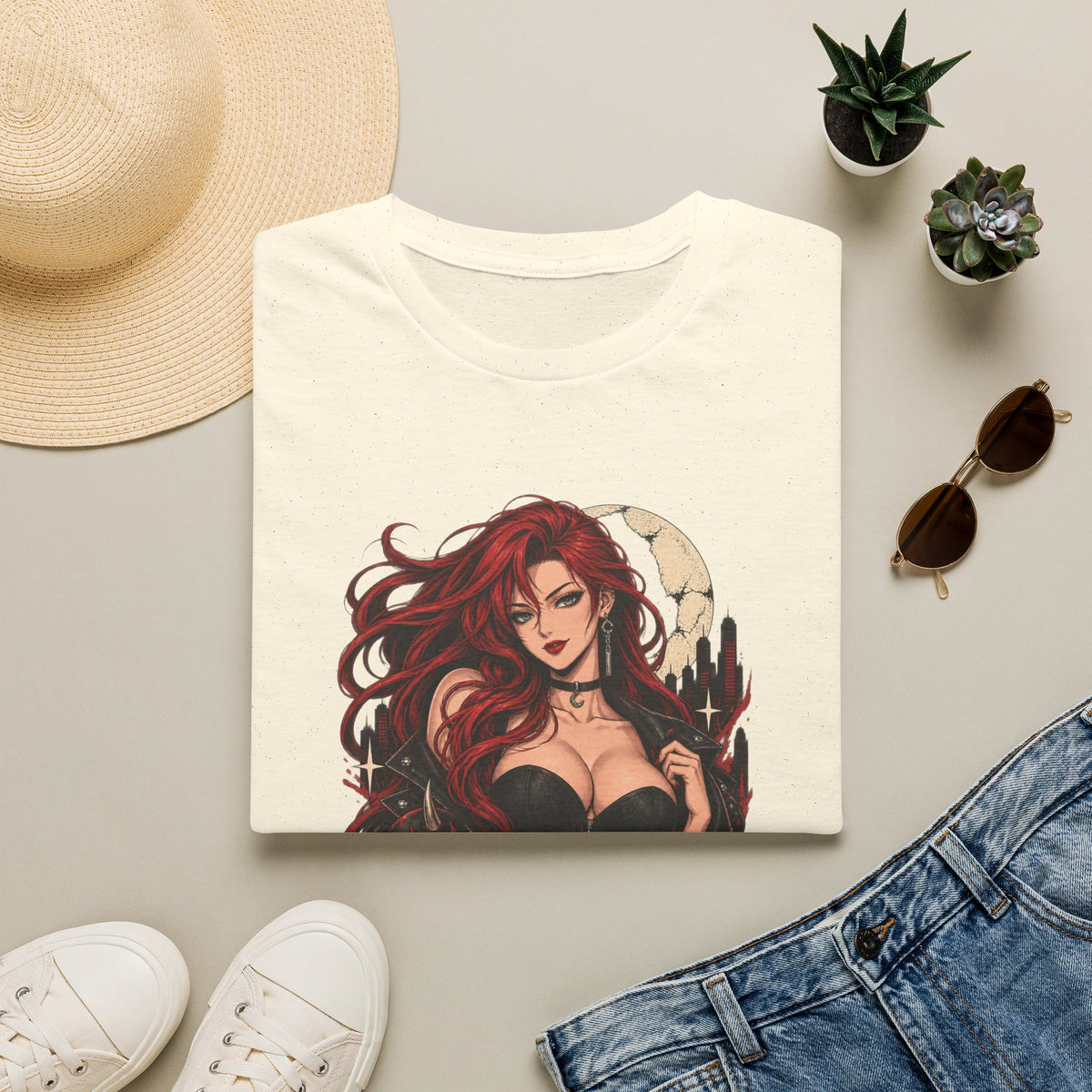 Crimson Dusk | Sexy Gothic Hannya Mask Pin up Woman T-Shirt
