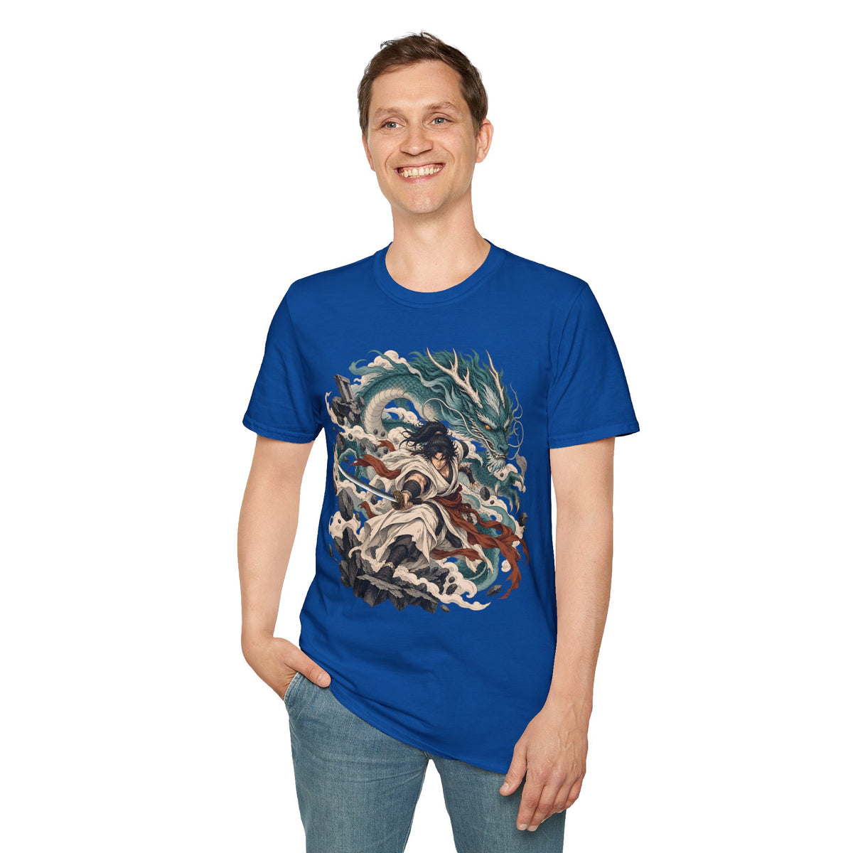 Mythic Dragon Warrior | Japanese Samurai and Serpent T Shirt