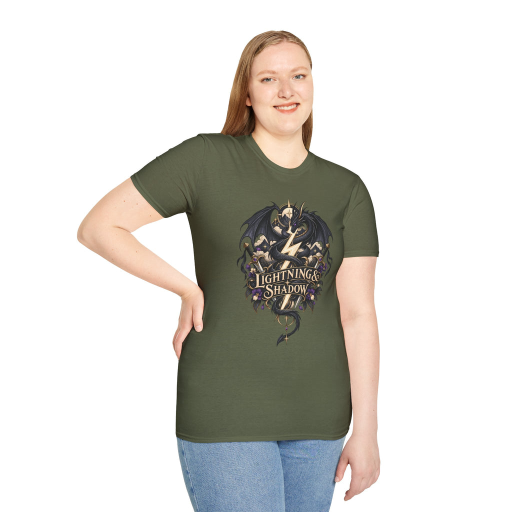 Lightning & Shadow | Onyx Storm Book Inspired Fantasy Dragon T-Shirt
