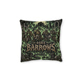 Old School RuneScape cushion artwork: Armoured figures gather among mossy gravestones and broken arches beneath the OSRS and Barrows names.