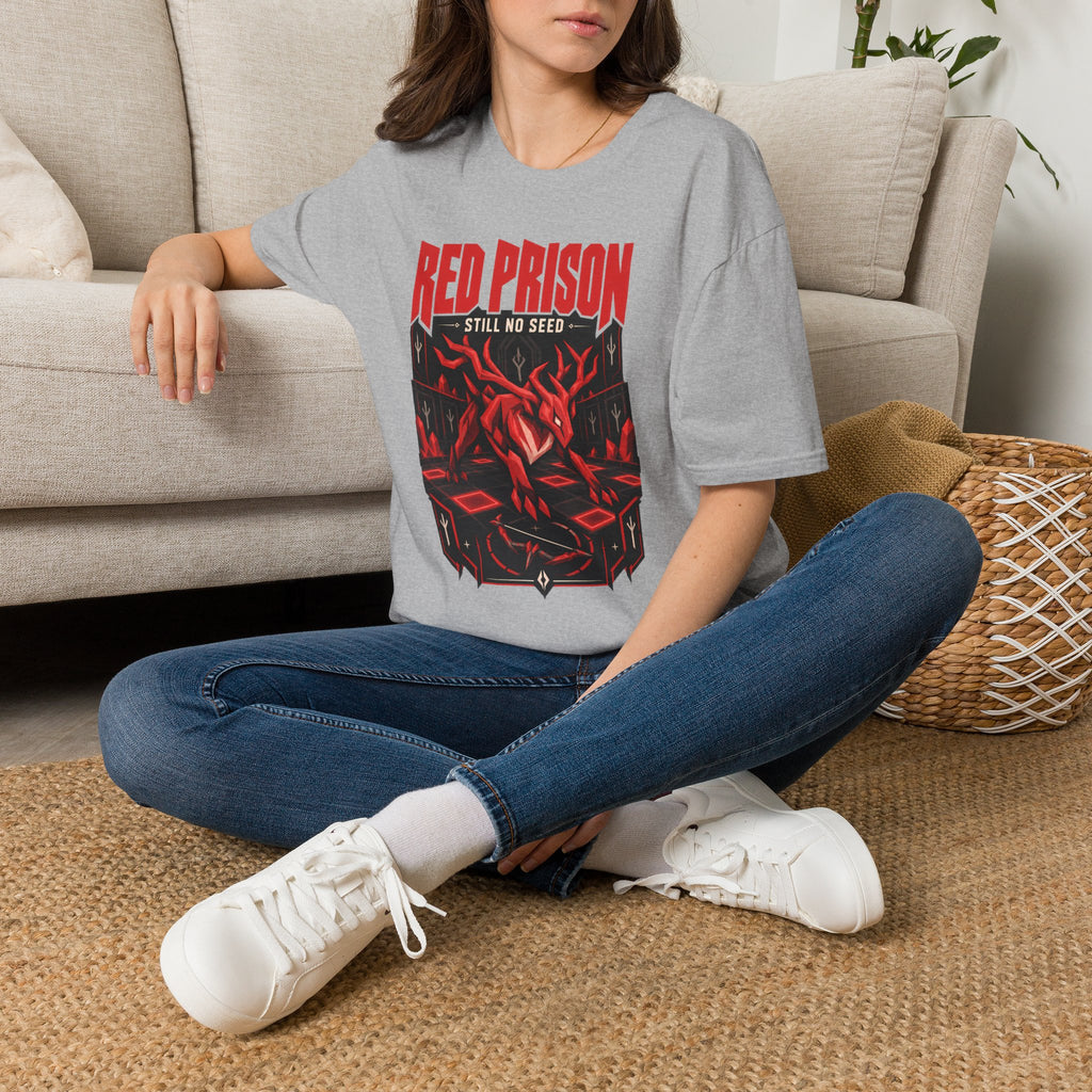 Red Prison OSRS Runescape Inspired T-Shirt - 'Still No Seed' Graphic Tee