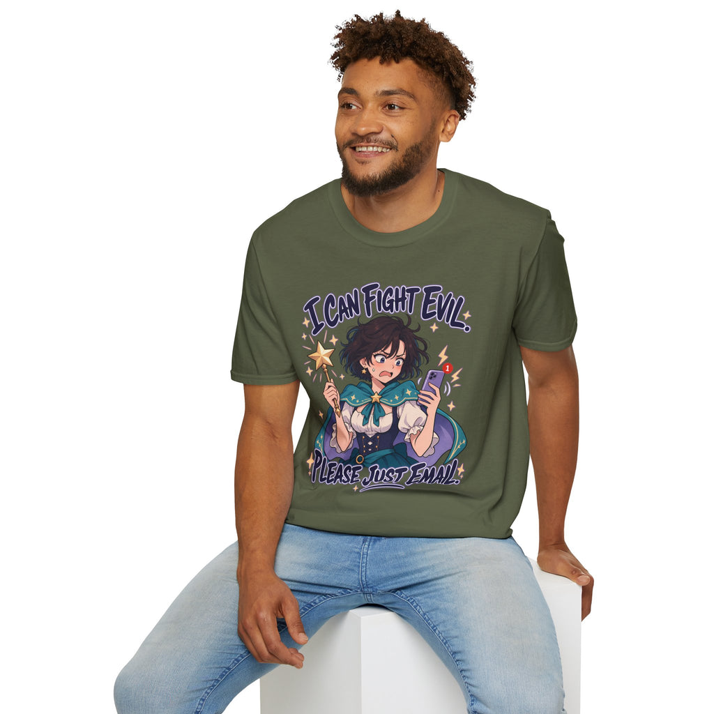 Working Witch | I Can Fight Evil, Please Just Email | Cute Anime T Shirt